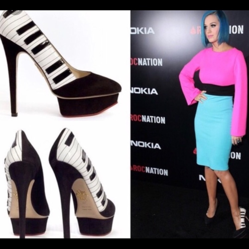 Charlotte Olympia piano pumps seen on Katy Perry